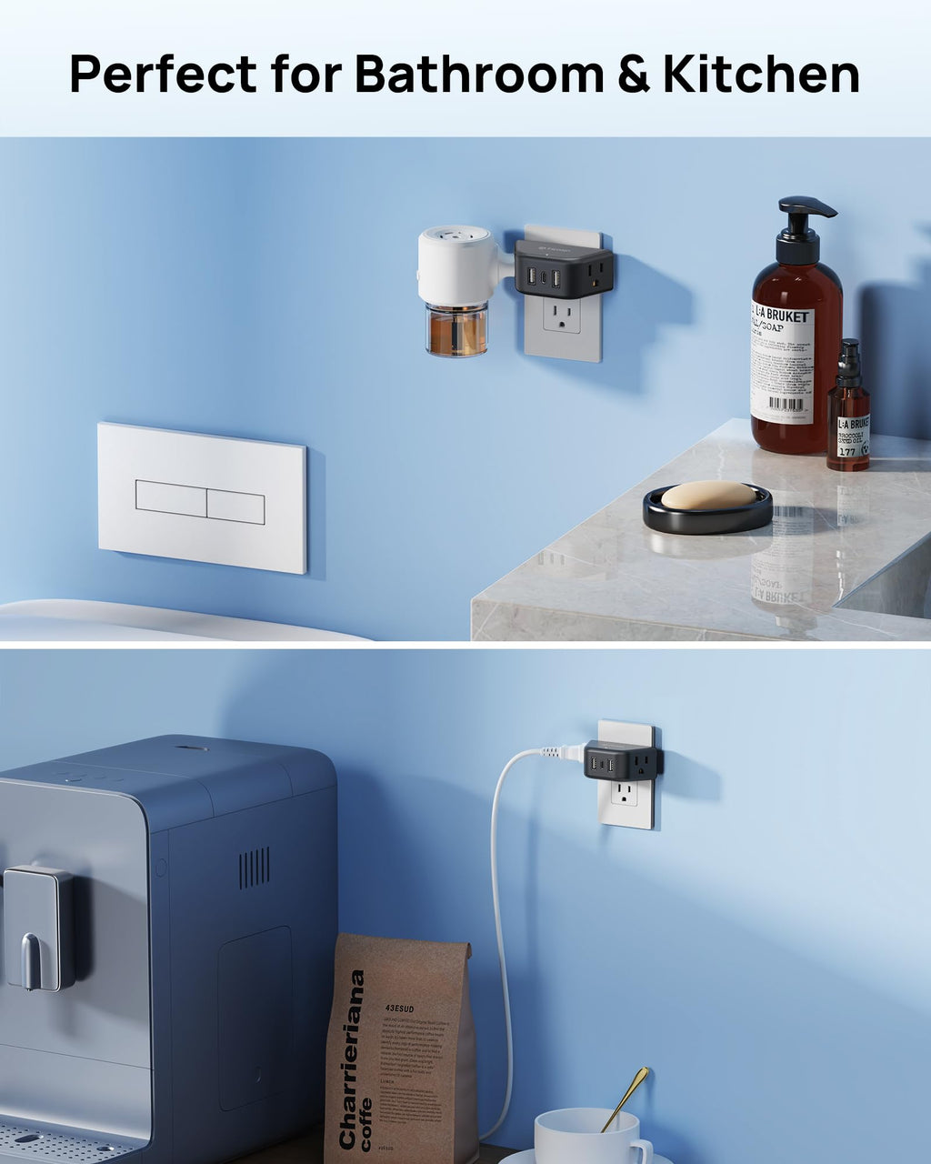 TROND Multi Plug Outlet Extender 2 Pack, Outlet Splitter for Bathroom