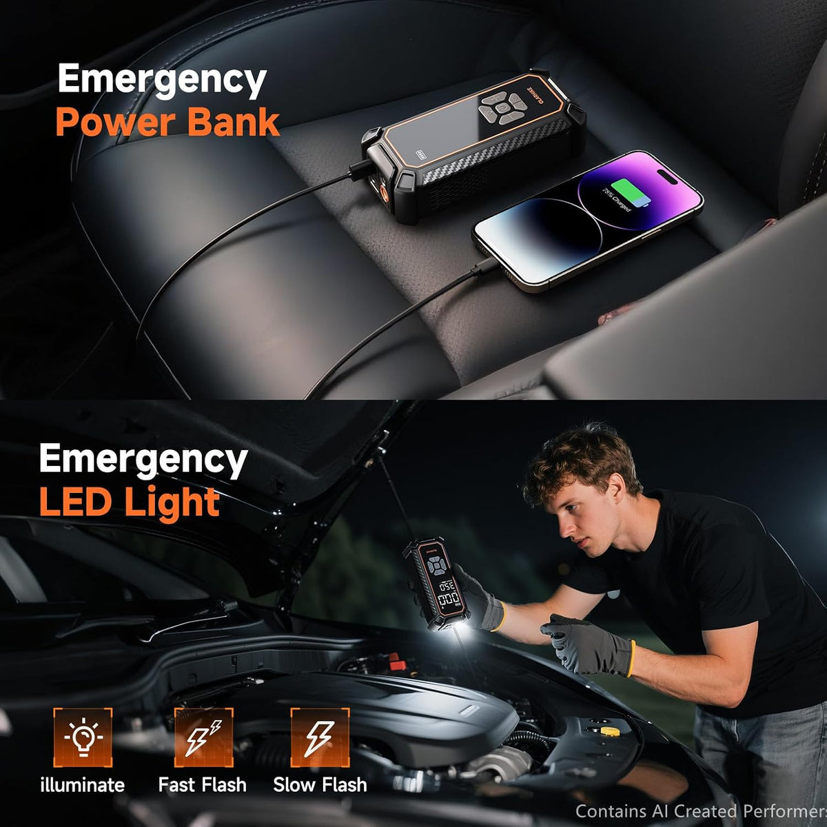 OlarHike Tire Inflator Portable Air Compressor,Dual Power-3*2000mAh &12V DC