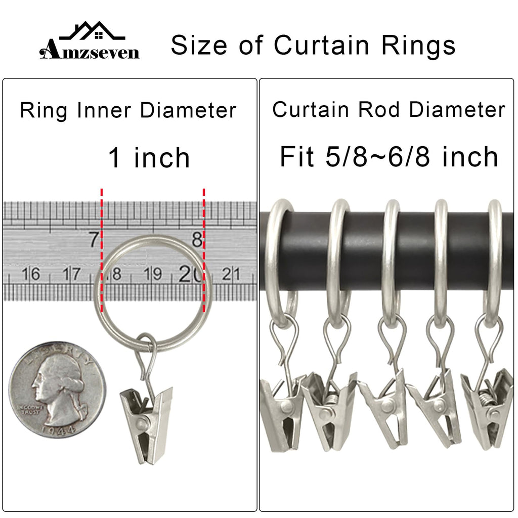 40 Pack Metal Curtain Rings with Clips, 1.5 in ID, Gold