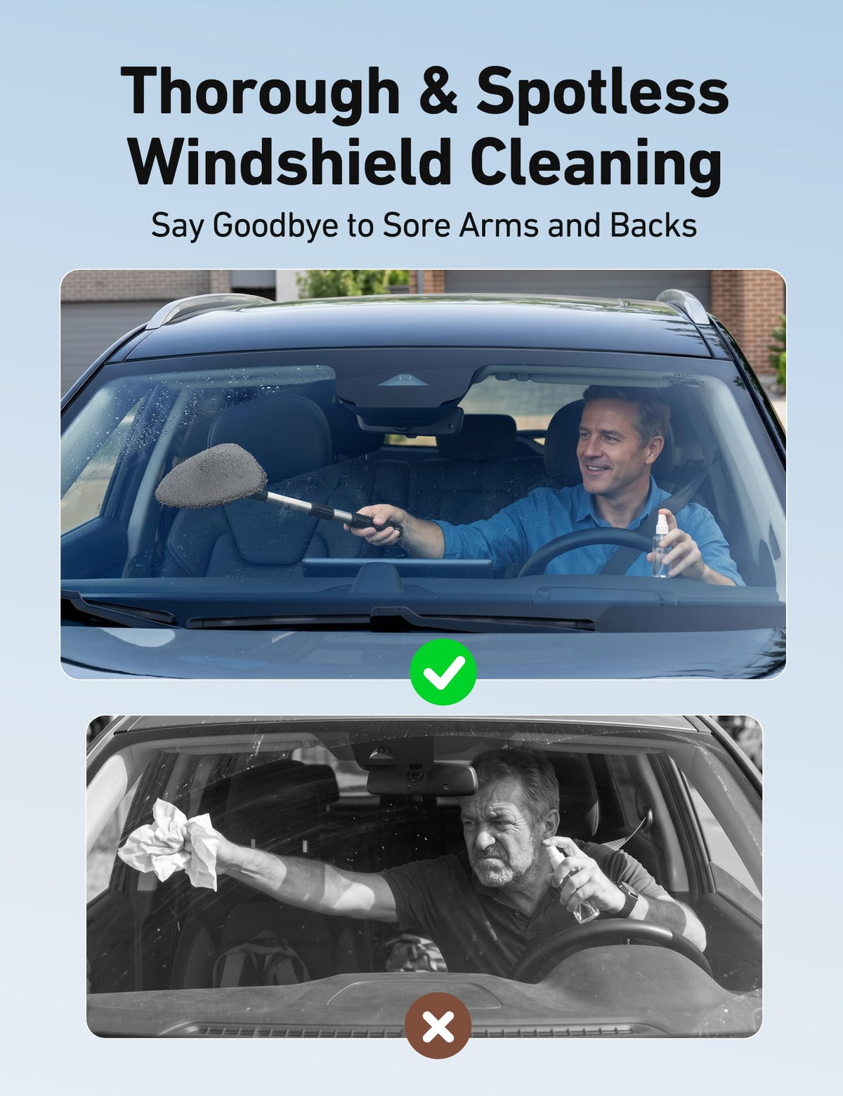 AstroAI Windshield Cleaner Tool & Car Interior Detailing Kit, Blue, 26 in