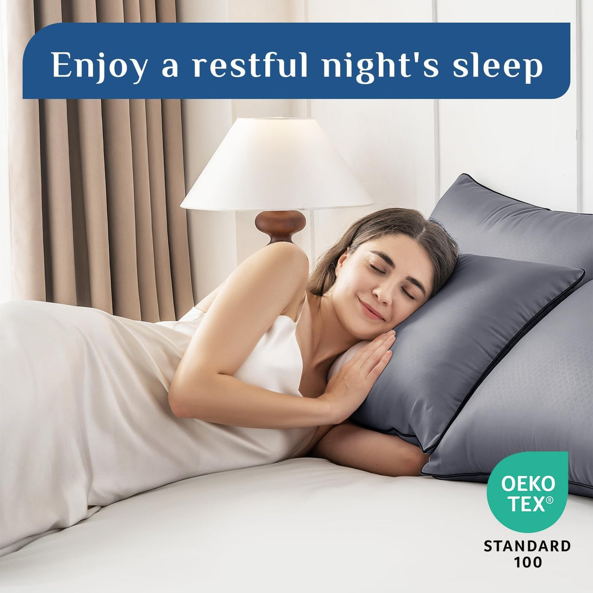 JOLLYVOGUE Firm King Size Pillows Set of 4, Cooling Supportive Bed Pillows with Oeko-Tex Certified Soft Down Alternative Fill, Luxury Hotel Quality for Back, Stomach and Side Sleepers