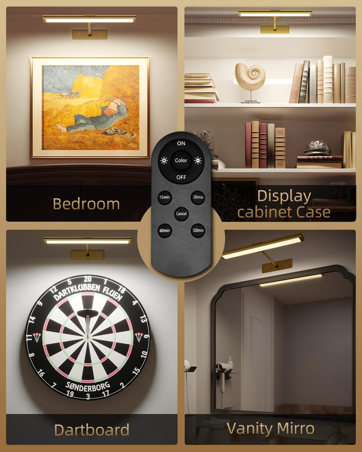 EZVALO Picture Light for Wall, 13'' Rechargeable Magnetic with Remote