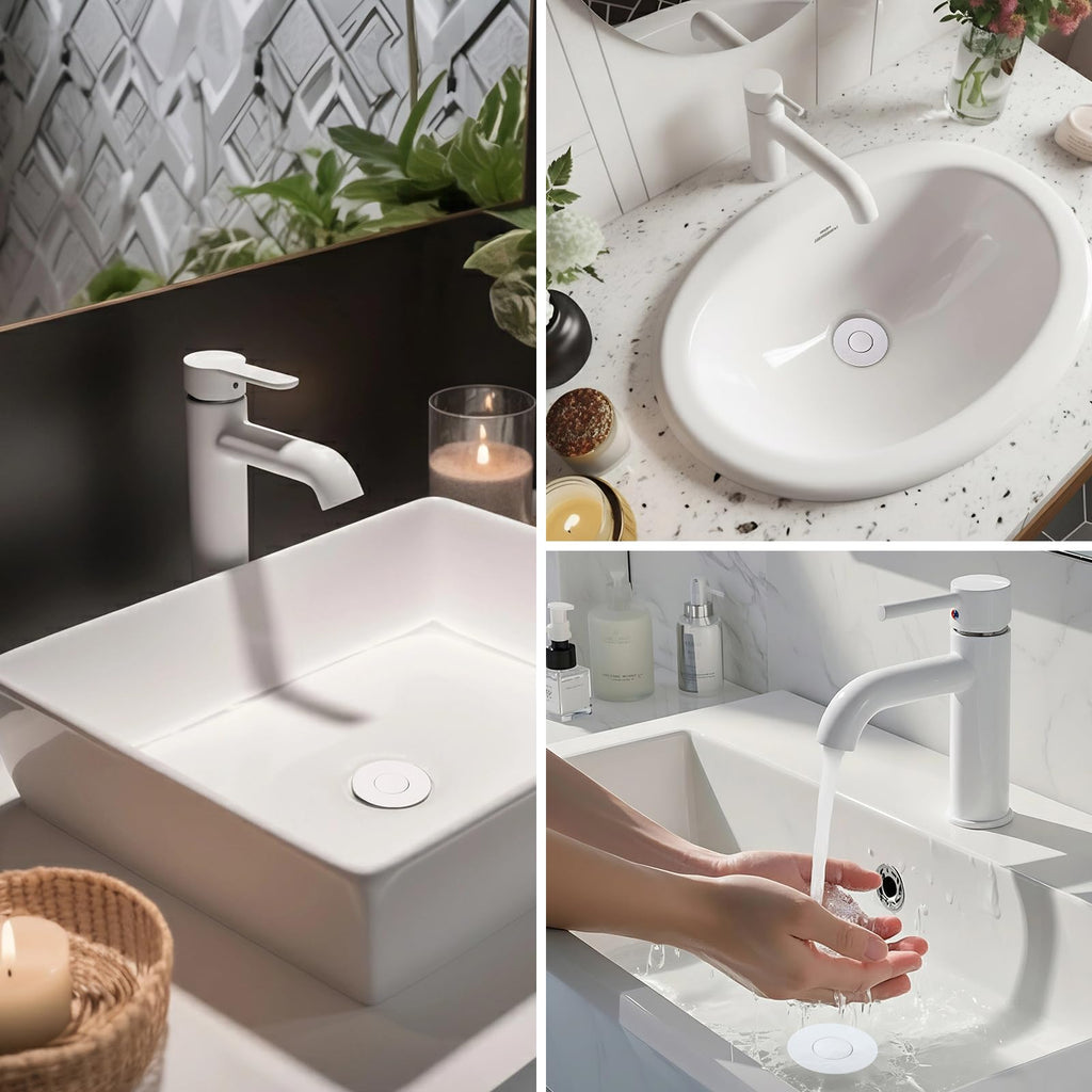 Hibbent Upgraded 3 in 1 Bathroom Sink Drain Strainer, Pop Up Stopper