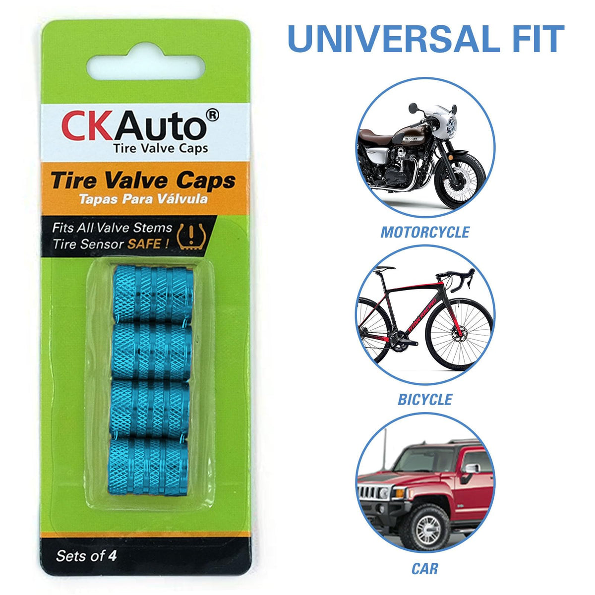 CKAuto Tire Valve Stem Caps, Aluminum Black, 4 pcs/Pack