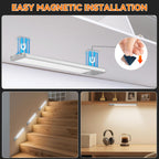Under Cabinet Lighting Wireless, 15inch Motion Sensor Light, 3Pack-Black