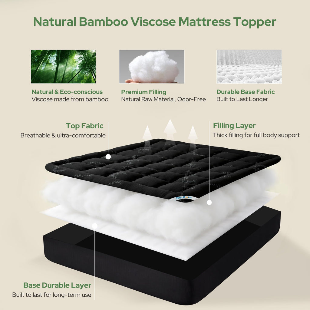 BEDLORE Twin Mattress Topper, Thick Soft Pillow Top Bed Topper