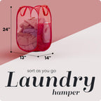 Handy Laundry Collapsible Mesh Pop-Up Hamper with Side Pocket