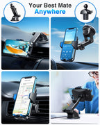 VANMASS【85+LBS Strongest Suction & Military-Grade Ultimate Car Phone Mount【Patent Safety Certs】 Cell Phone Holder for Dash Windshield Vent for iPhone 18 17 Pro Max Automobile Interior Sets, Ink Black