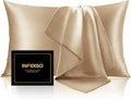 INFIIXSO Mulberry Silk Pillow Cases Standard Size with Zipper, Champagne