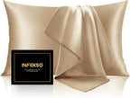 INFIIXSO Mulberry Silk Pillow Cases Standard Size with Zipper, Champagne