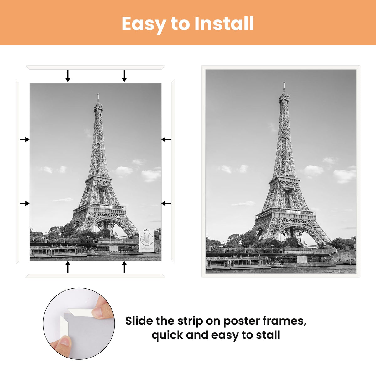 upsimples 12x16 Poster Frame, Easy Slide-In Assembly, White, 3 Pack