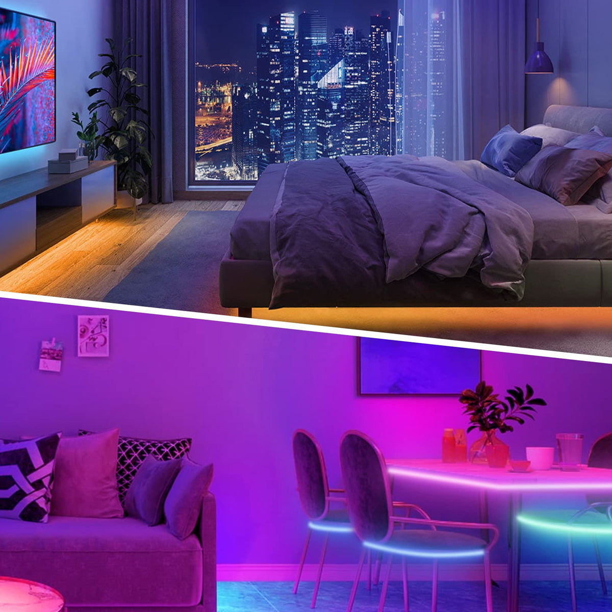 KSIPZE Led Lights for Bedroom 50ft Led Strip Lights with Remote App Control