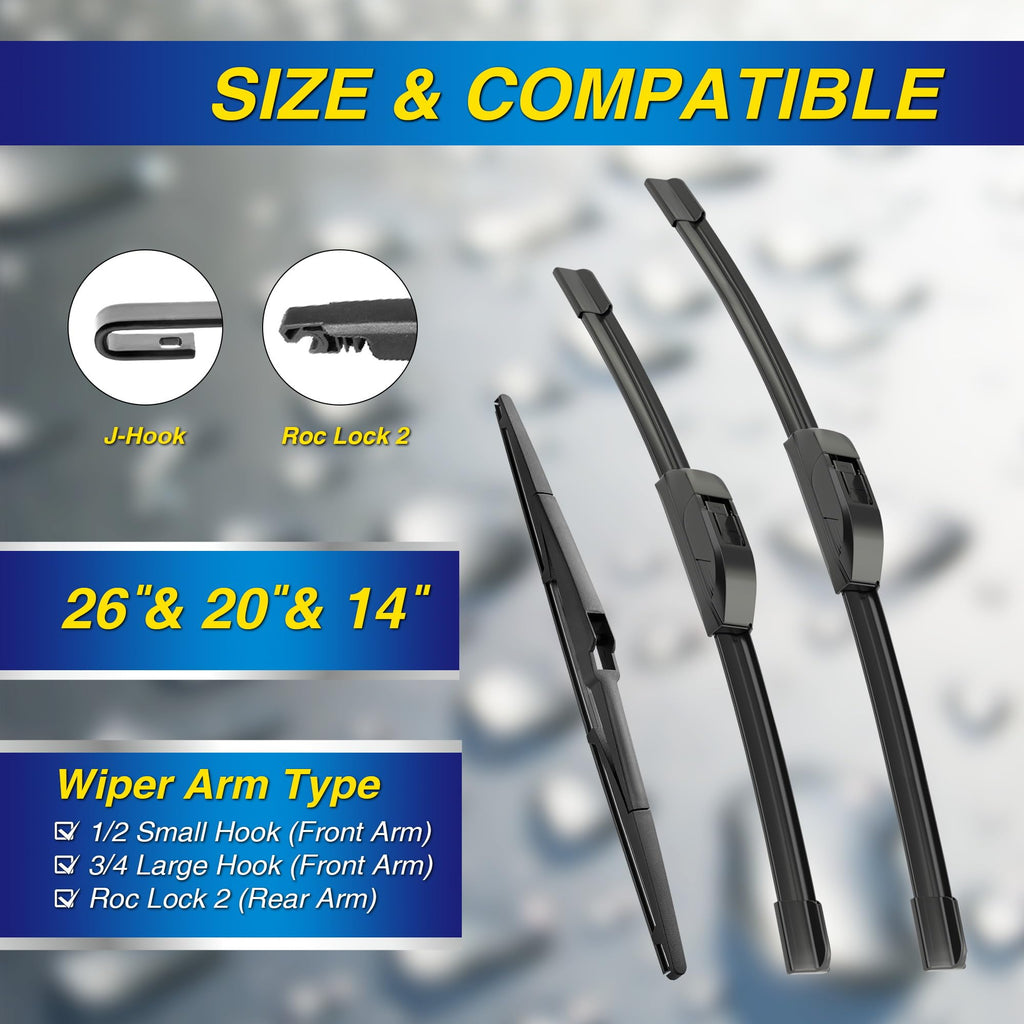 5 PLUS Silicone Windshield Wipers Fits GMC Acadia 2007-2011 (3 PACK)