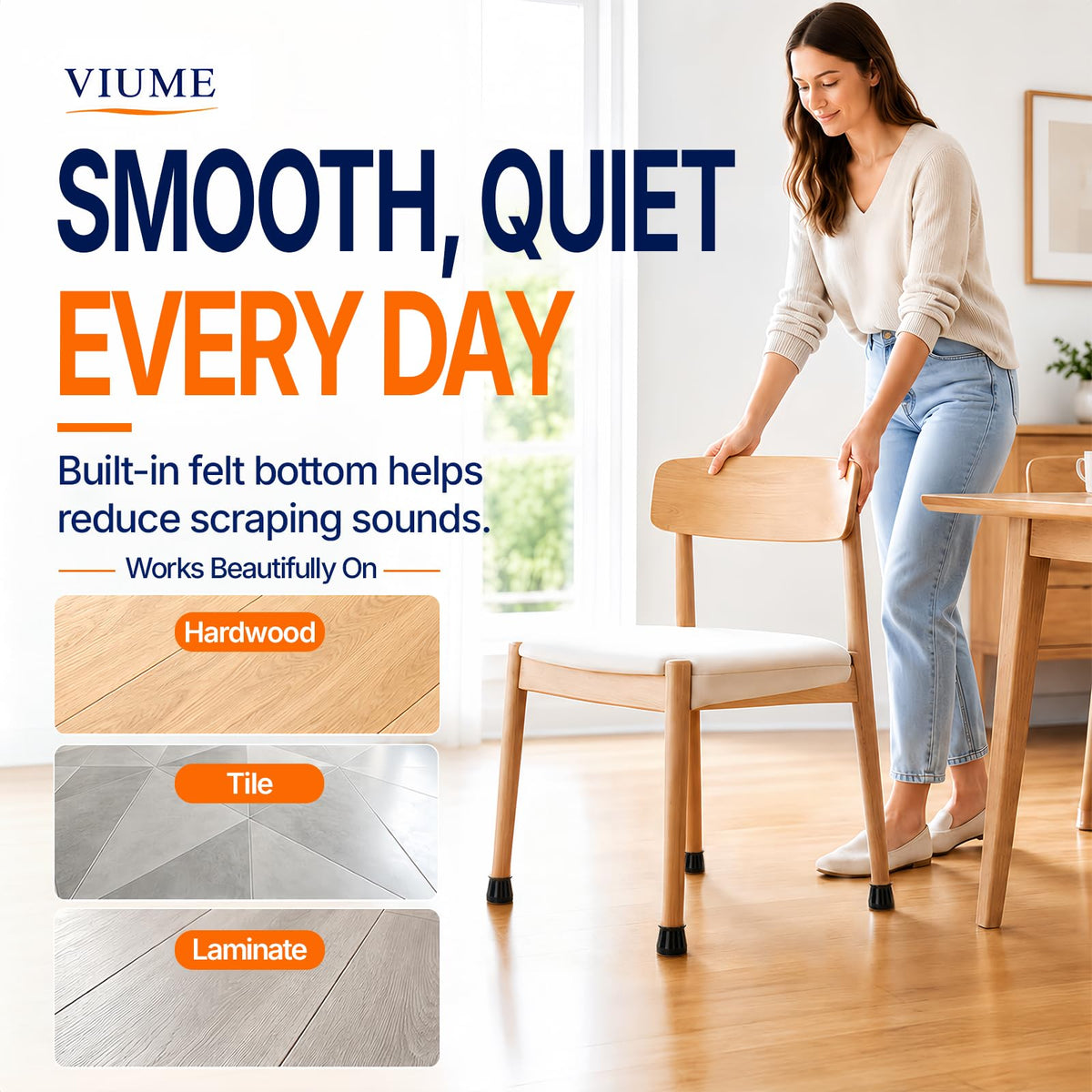 VIUME 24 Pcs Chair Leg Floor Protectors for Hardwood Floors Round