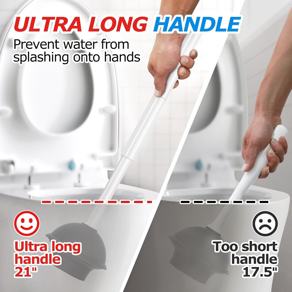 FORASTO 2in1 Toilet Brush & Plunger Set, Bathroom Essentials for Apartment