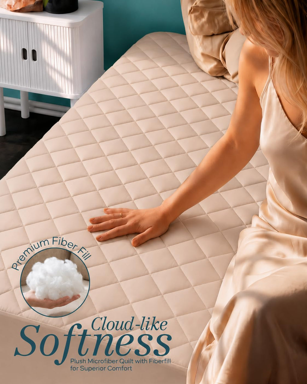 Twin Mattress Pad, Quilted Mattress Protector Topper fits 16" Deep Pocket