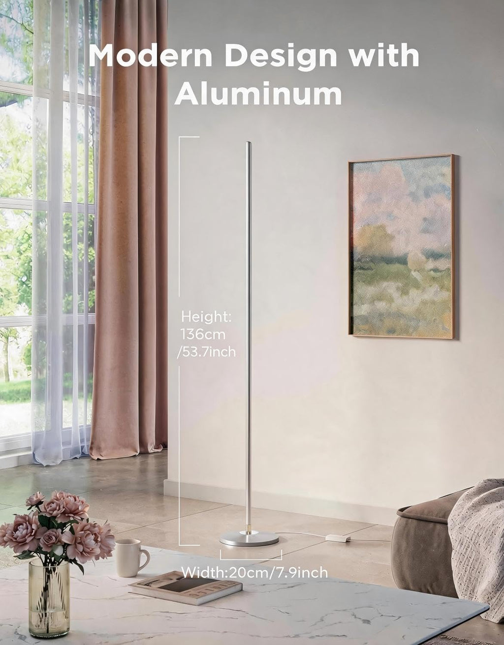 Govee RGBIC Floor Lamp Basic, 1000lm LED Corner Lamp, Champagne