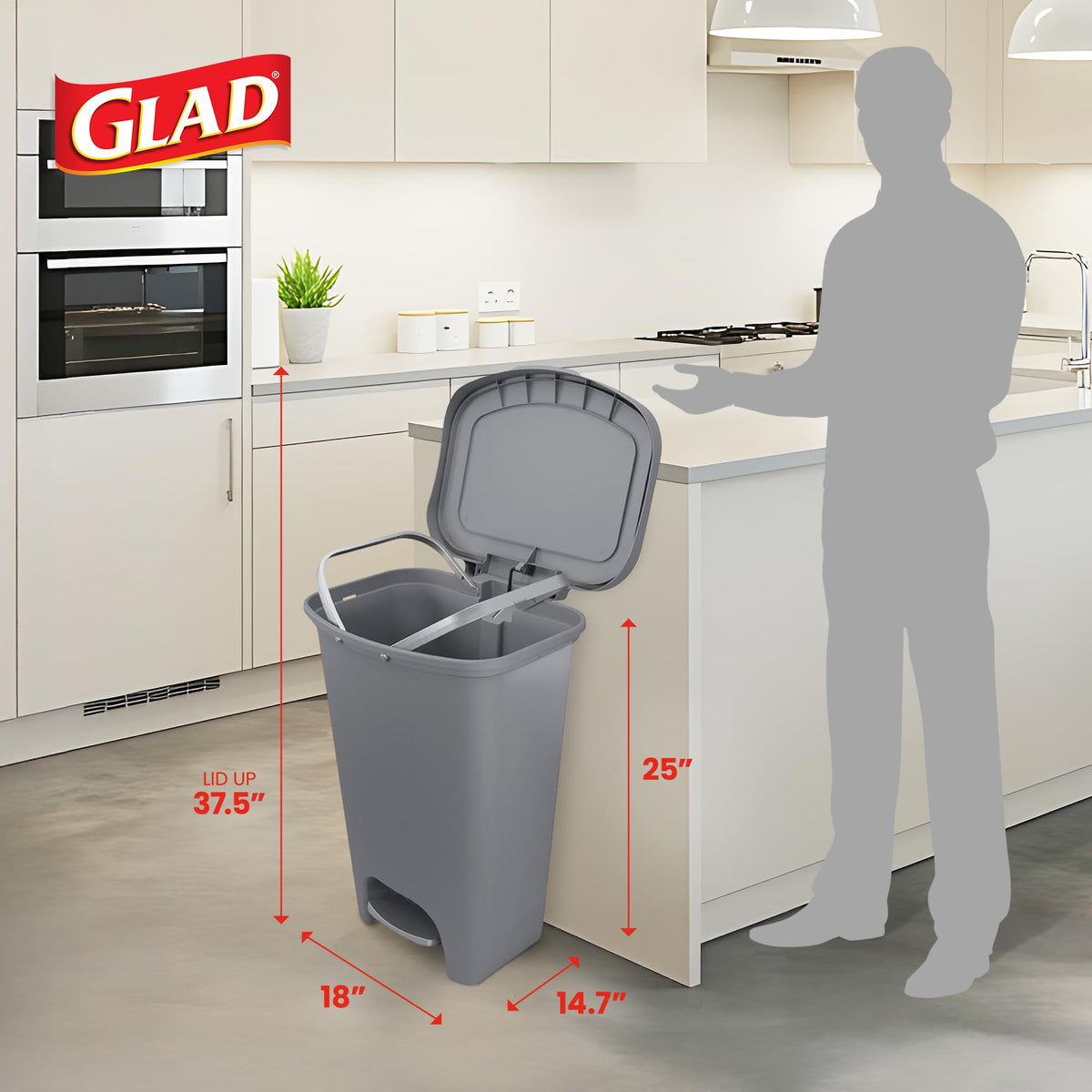 Glad Trash Can with Clorox Odor Protection | Plastic Bin, 13 Gal, Black