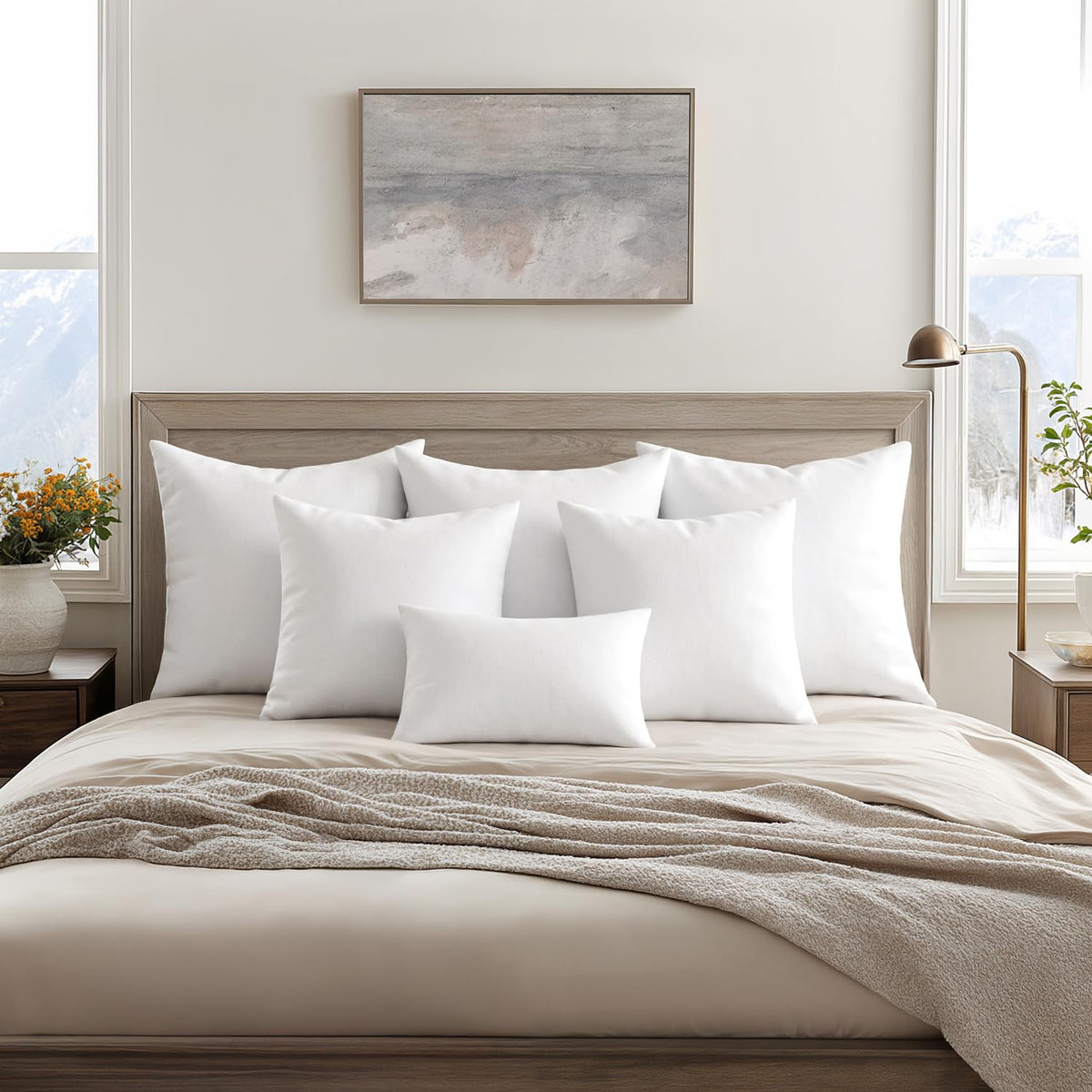 MIULEE 14x14 Pillow Inserts 4 Pack, 100% Virgin Fiber Filling Throw Pillows