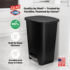 Glad Trash Can with Clorox Odor Protection | Plastic Bin, 13 Gal, Black