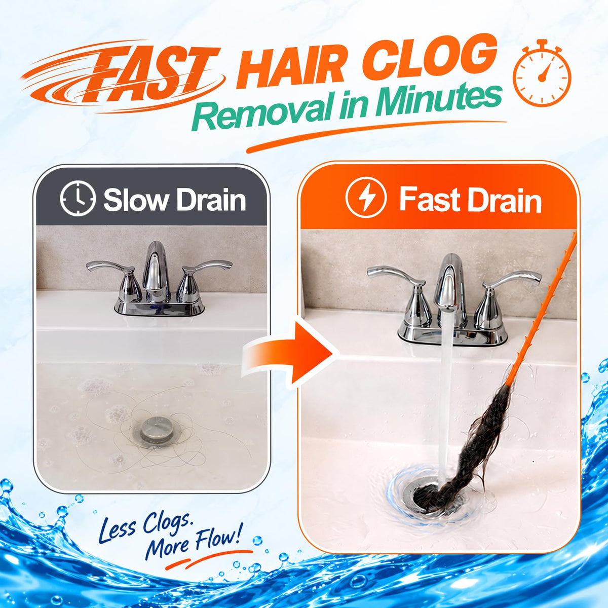 Drain Snake Hair Drain Clog Remover - 3 Pack Shower Sink Unclogger Tool