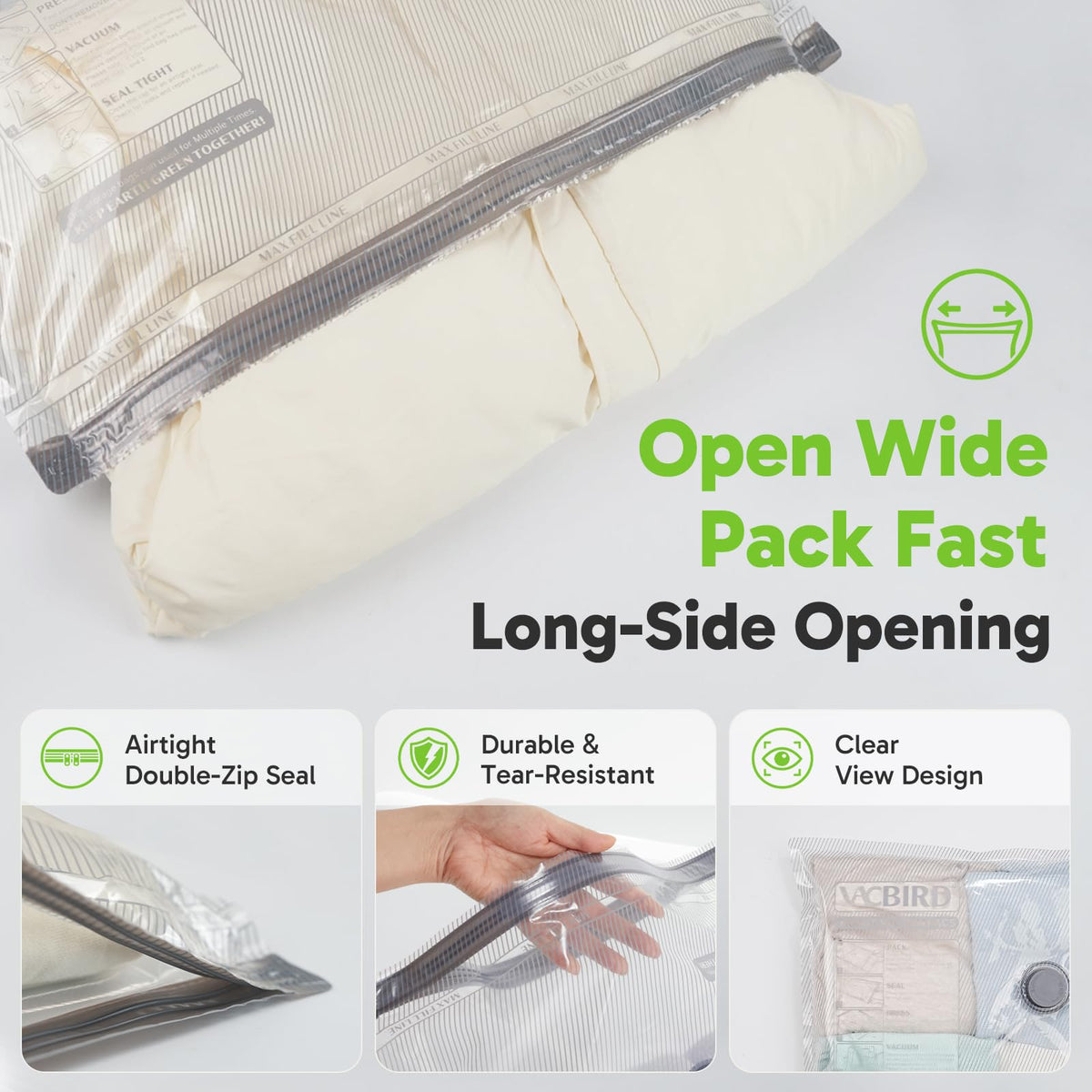 Vacbird Rechargeable Wireless Vacuum Pump + 10 Storage Bags – Compact Space Saver for Travel & Home, Perfect for Clothes, Blankets, Seasonal Organization