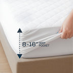Twin Mattress Pad, Quilted Mattress Protector Topper fits 16" Deep Pocket