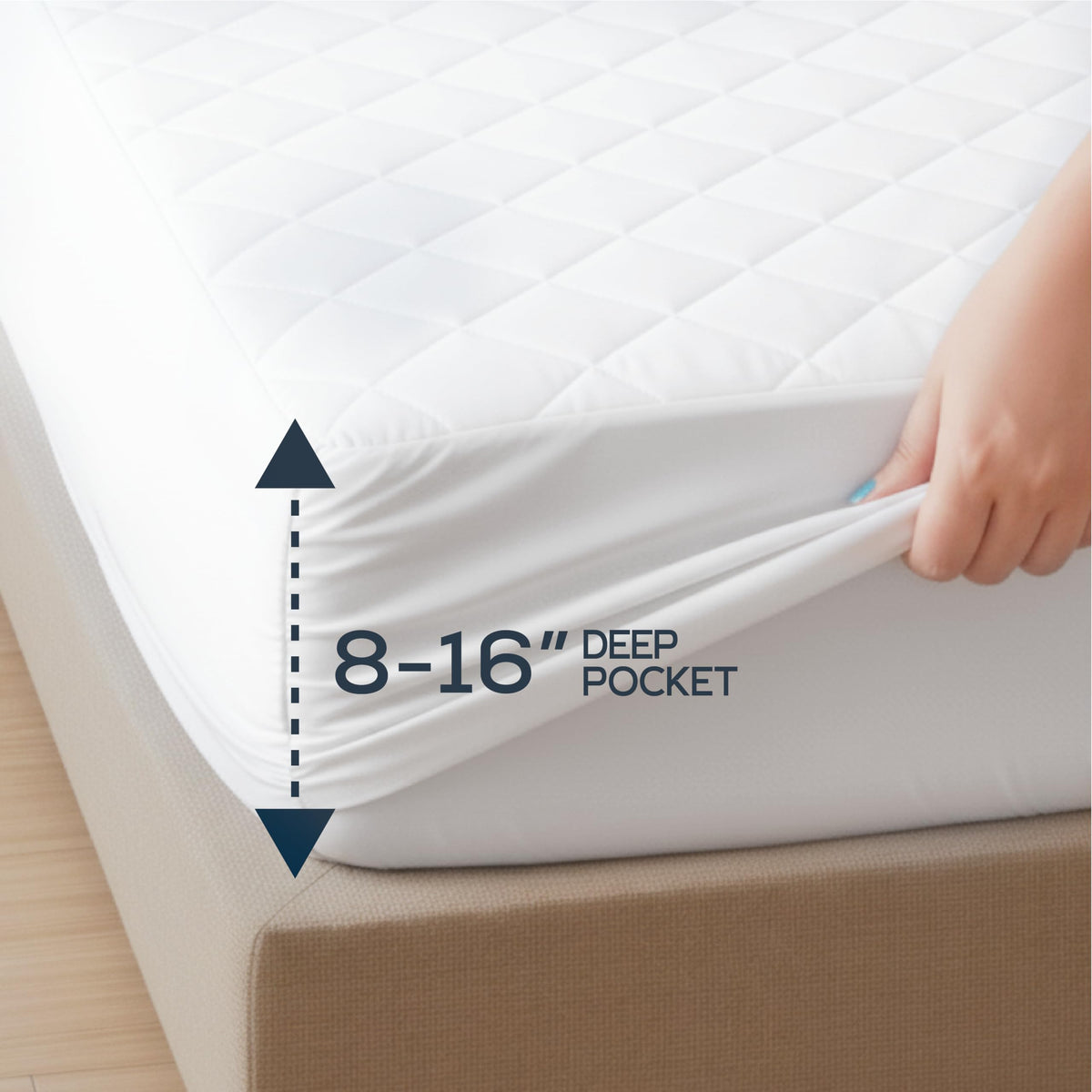 Twin Mattress Pad, Quilted Mattress Protector Topper fits 16" Deep Pocket