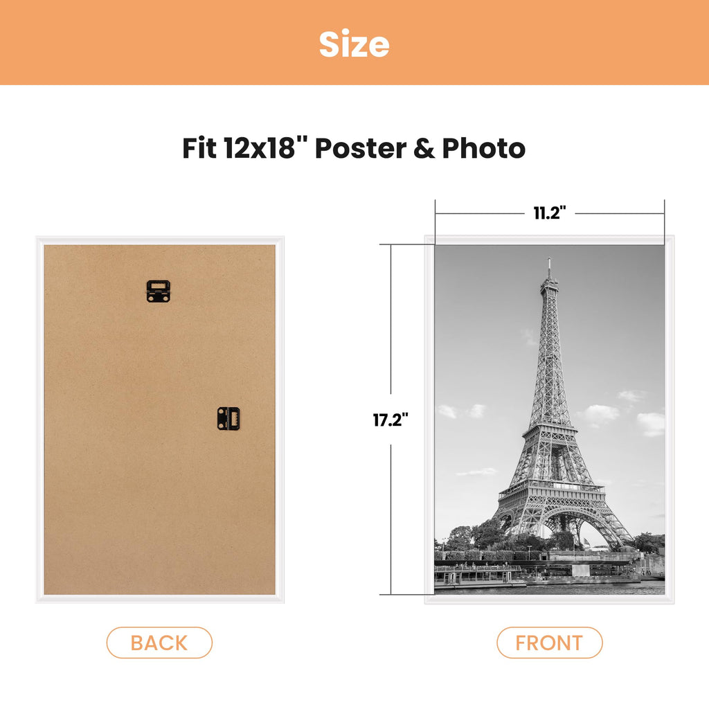 upsimples 12x16 Poster Frame, Easy Slide-In Assembly, White, 3 Pack