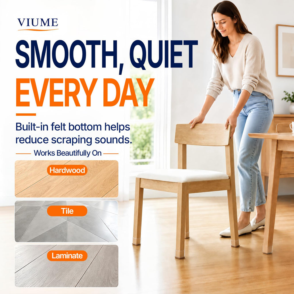 VIUME 24 Pcs Chair Leg Floor Protectors for Hardwood Floors Round