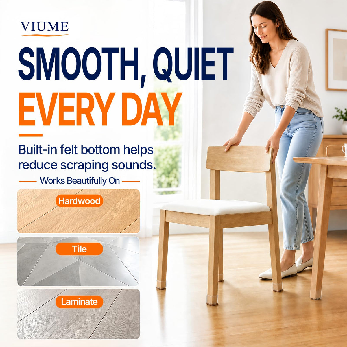 VIUME 24 Pcs Chair Leg Floor Protectors for Hardwood Floors Round