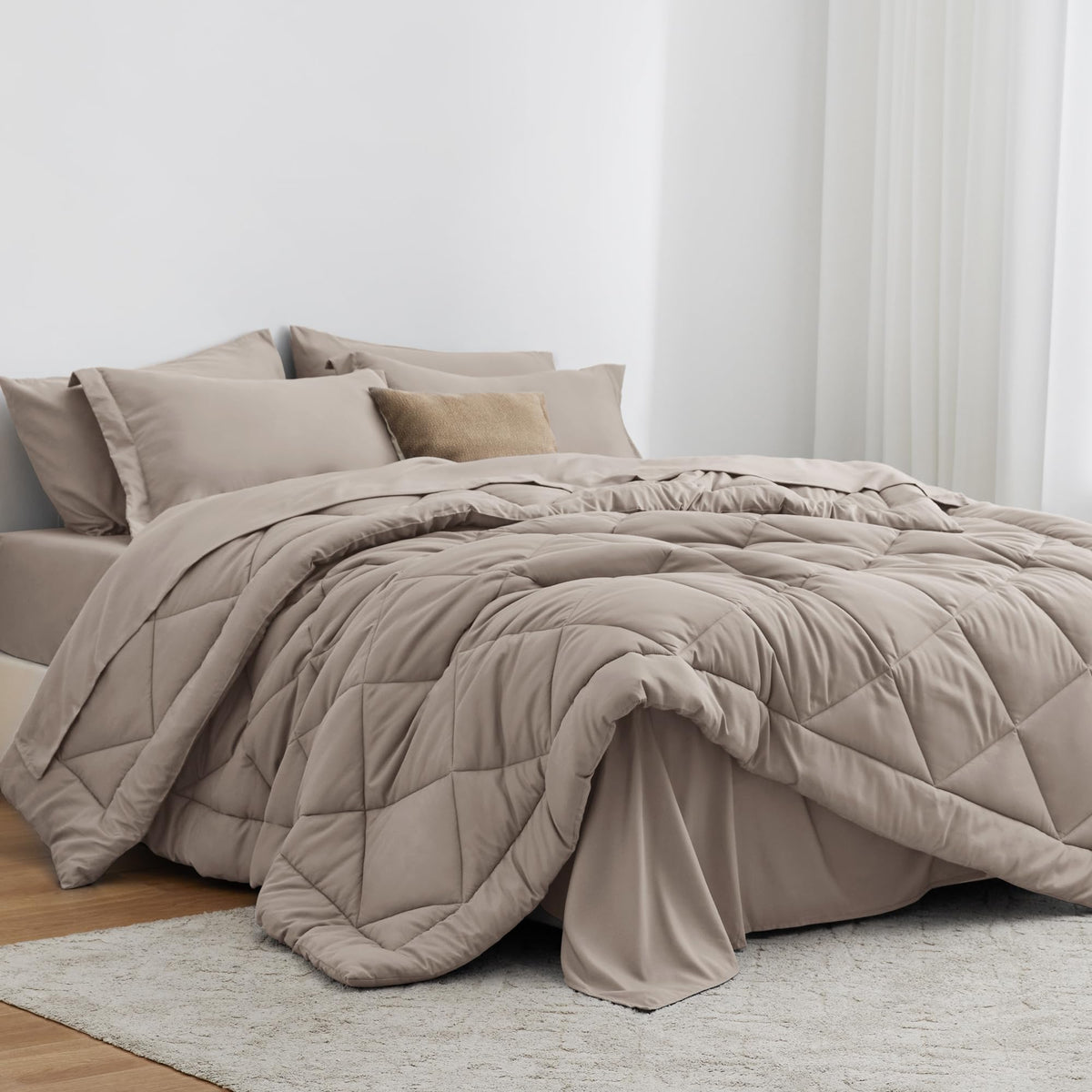Love's cabin Twin Comforter Set, 5 Pieces Bed in a Bag, Aqua