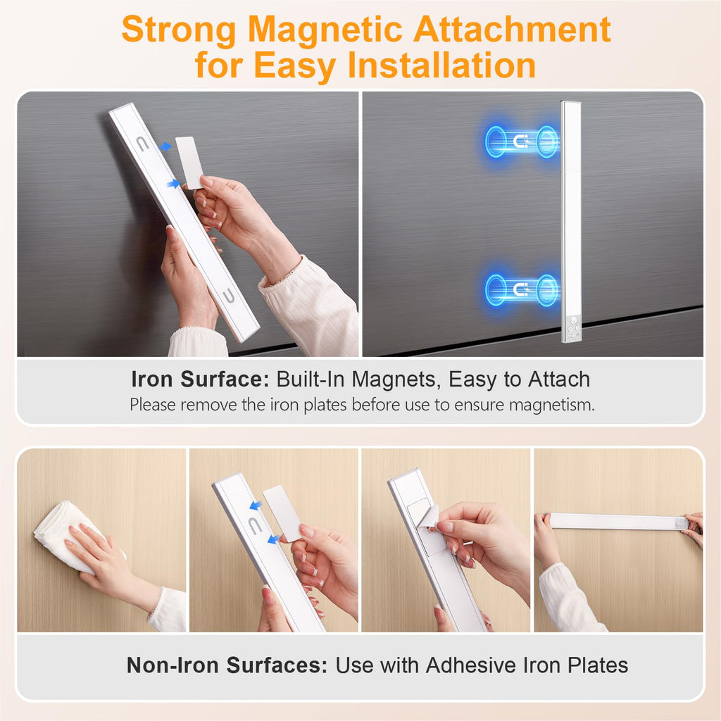 Gritin 10.2inch Under Cabinet Lighting Rechargeable 2 Pack