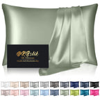 DKBslik Mulberry Silk Pillow Cases Queen Size with Zipper, Olive Green