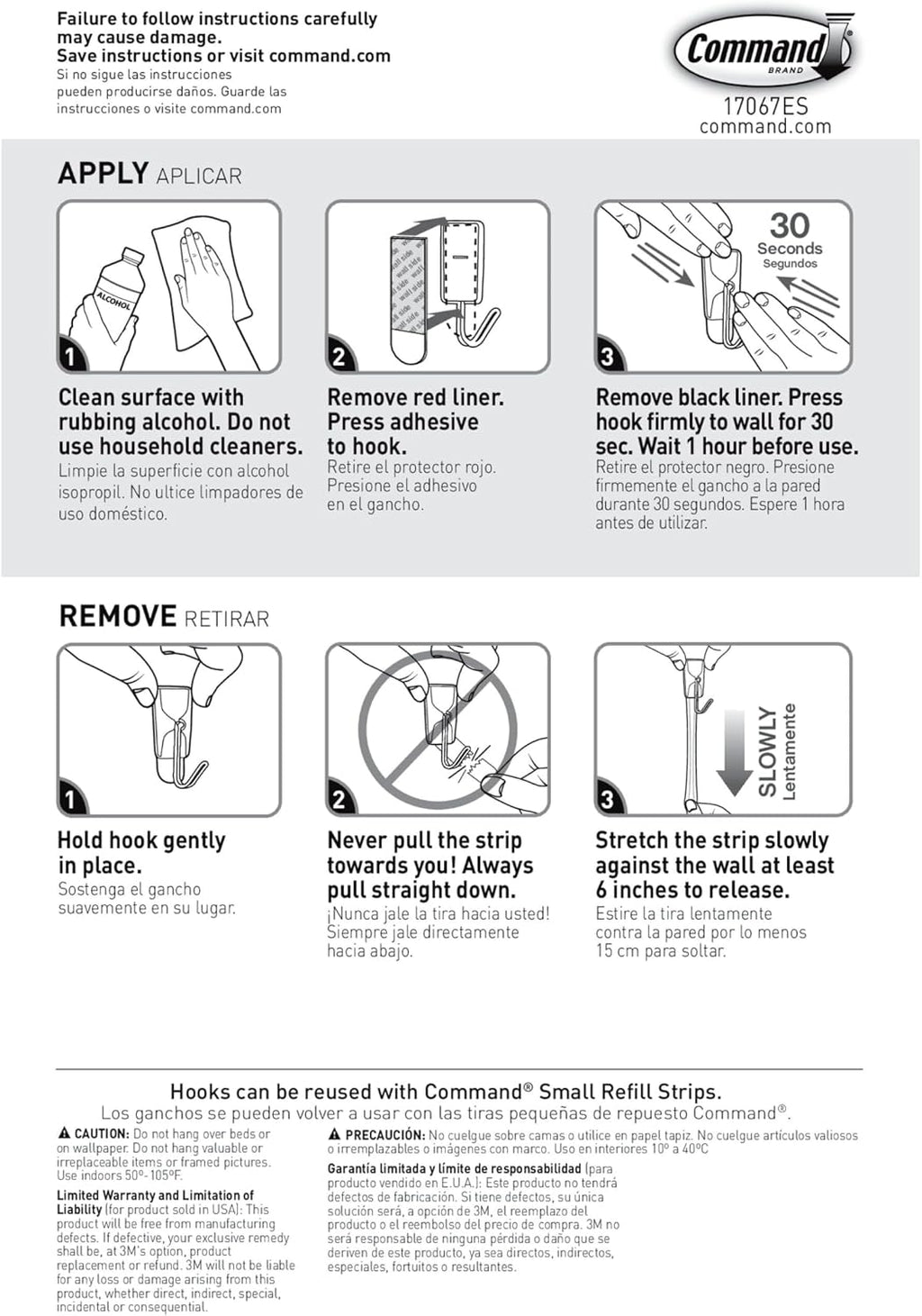 Command Small White Wire Hooks, 16 Hooks, 24 Strips
