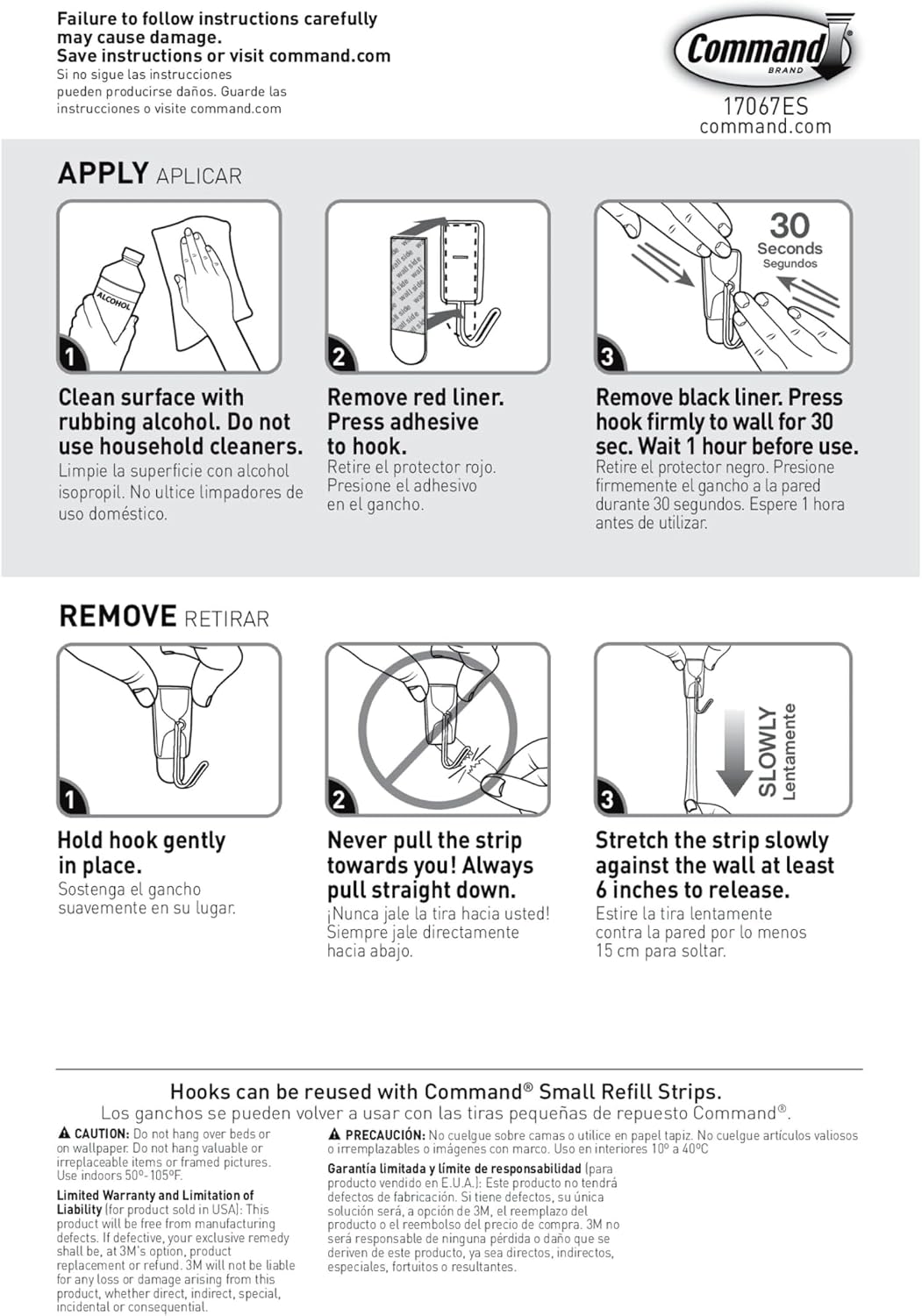 Command Small White Wire Hooks, 16 Hooks, 24 Strips