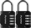 Puroma 2 Pack Combination Lock Locker 4 Digits Combo Padlock Gym Black