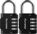 Puroma 2 Pack Combination Lock Locker 4 Digits Combo Padlock Gym Black