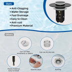 Hibbent Upgraded 3 in 1 Bathroom Sink Drain Strainer, Pop Up Stopper