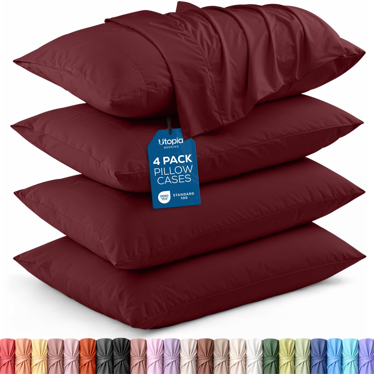 Pillow Covers Standard Set of 4, Soft and Comfy Pillow Cases, Purple