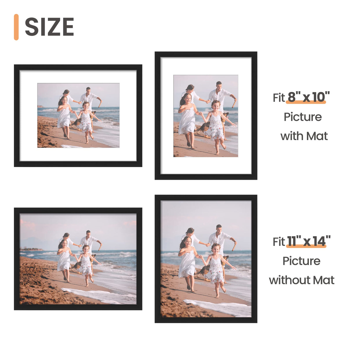 upsimples 8x10 Picture Frames, Gallery Wall Frames Set of 5, Black