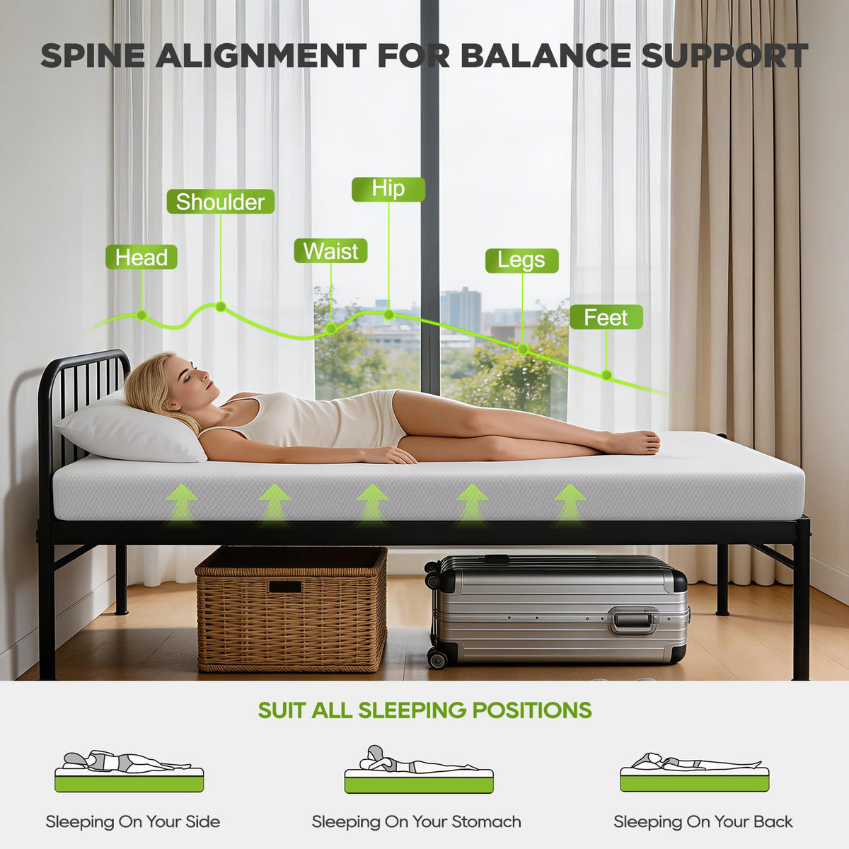 FDW | 5 Inch Twin Mattress | Medium Firm | Gel Memory Foam | White
