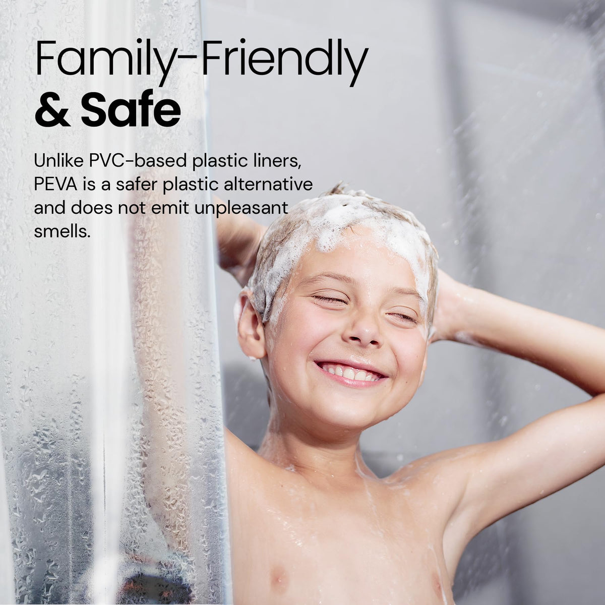 LiBa Shower Curtain PEVA 8G, 72x72 Inch Waterproof Clear