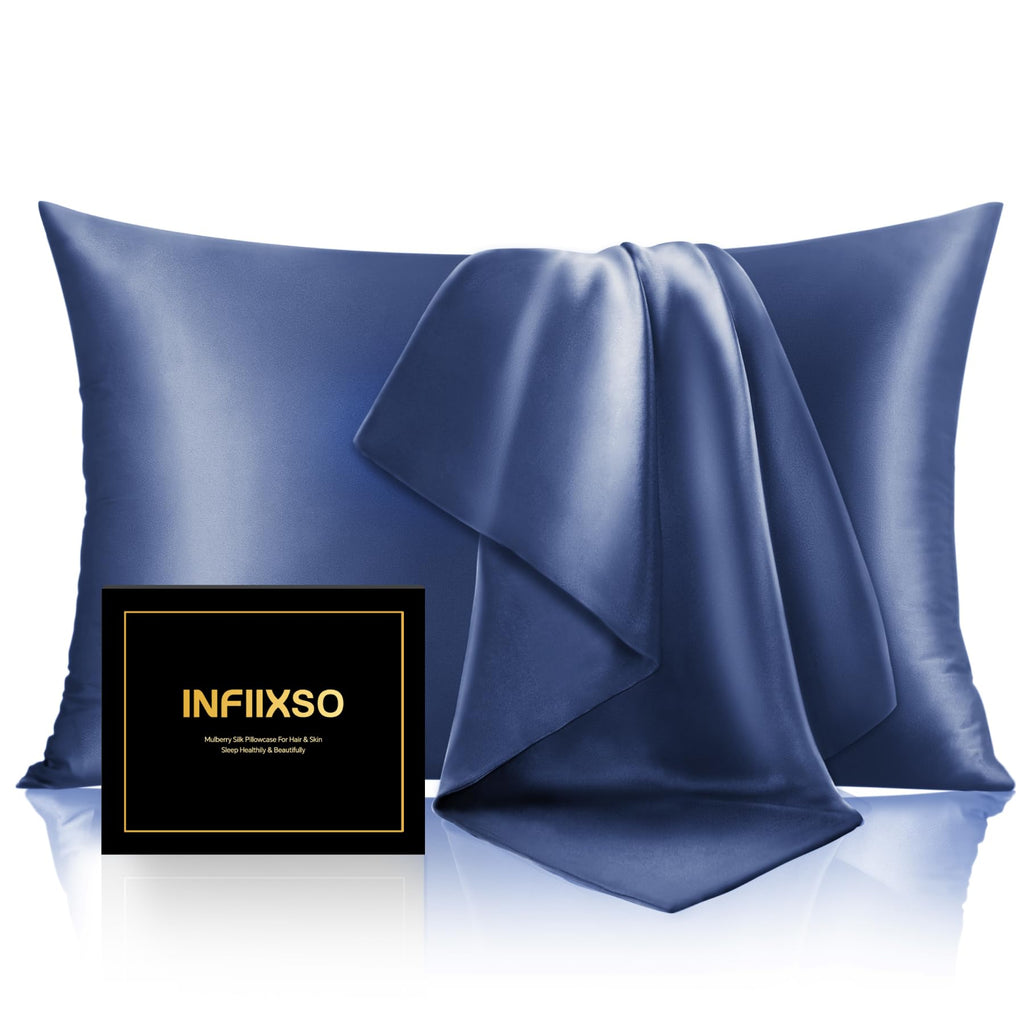 INFIIXSO Mulberry Silk Pillow Cases Standard Size with Zipper, Champagne