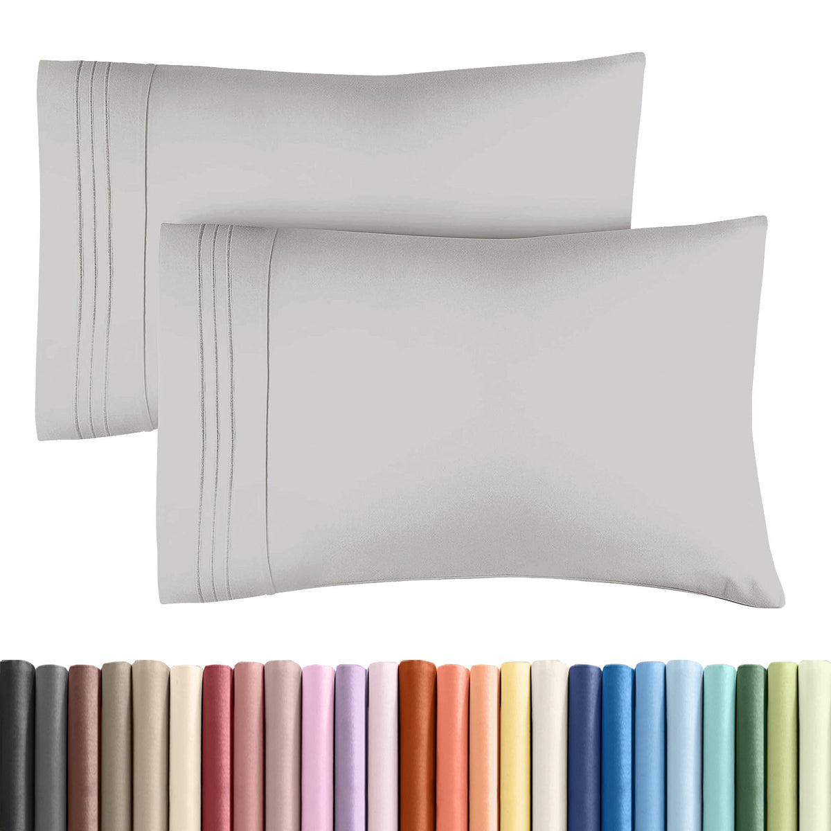 King Pillow Cases Set of 2 - Ultra Soft Cozy Pillowcase Covers - White