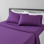 Amazon Basics Lightweight Super Soft Breathable Wrinkle-Resistant Microfiber 4-Piece Bed Sheet Set with 14-Inch Deep Pockets, Queen, Bright White, Solid