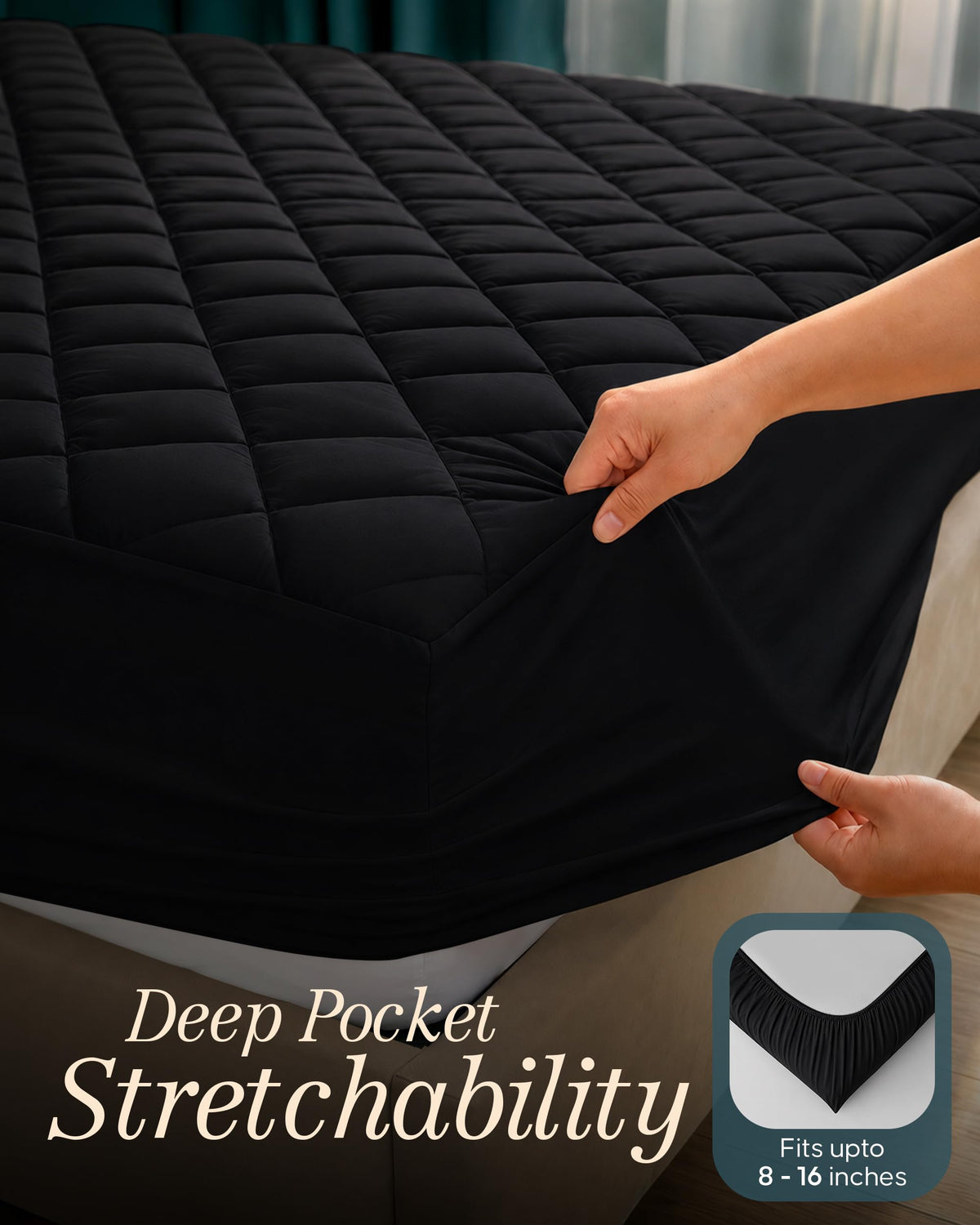 Twin Mattress Pad, Quilted Mattress Protector Topper fits 16" Deep Pocket