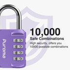 Puroma 2 Pack Combination Lock Locker 4 Digits Combo Padlock Gym Black