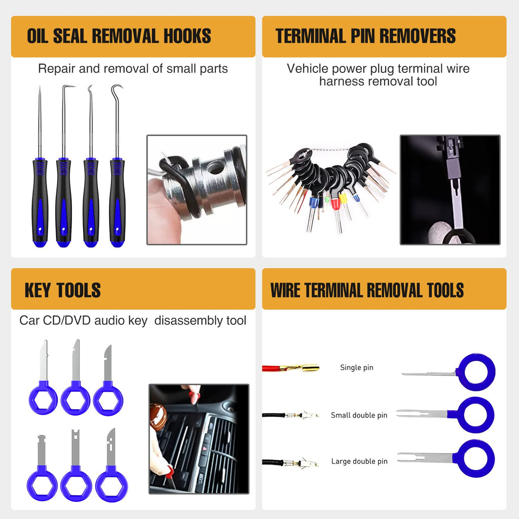 GOOACC 238Pcs Auto Trim Removal Tool and Push Pin Retainer Clip Set