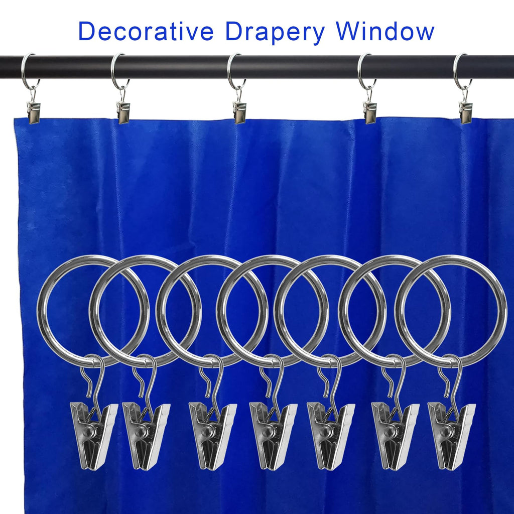 40 Pack Metal Curtain Rings with Clips, 1.5 in ID, Gold
